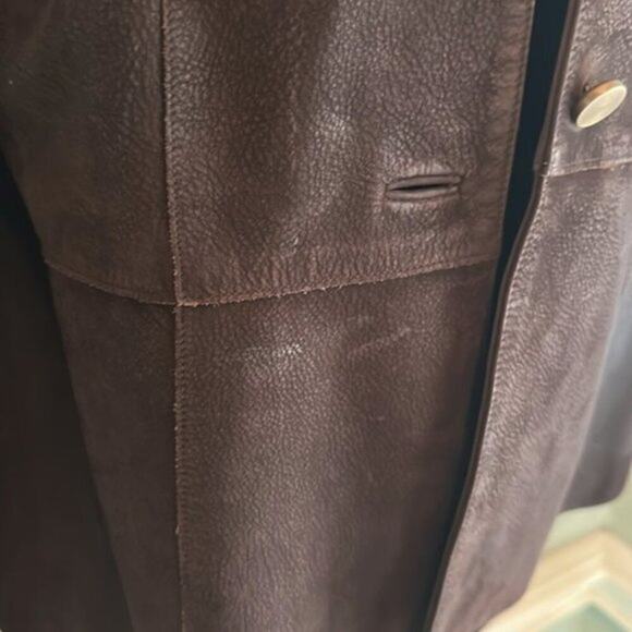 Helmut Lang Brown Distressed Dried Leather Coat Jacket L - Picture 8 of 8